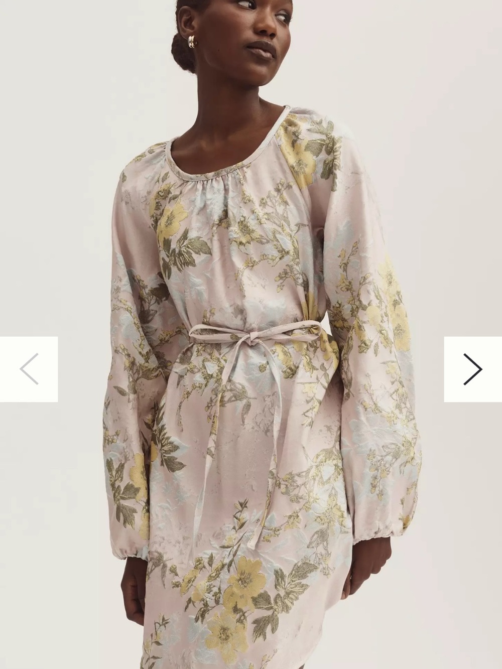 NWT SIEMPRE LONG-SLEEVE SCOOP-NECK BROCADE MINI DRESS